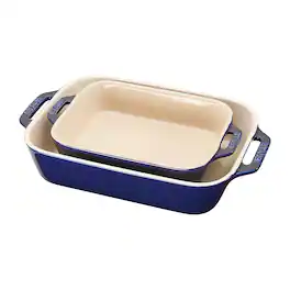 Staub - Ceramics 2-piece Rectangular Baking Dish Set - Dark Blue