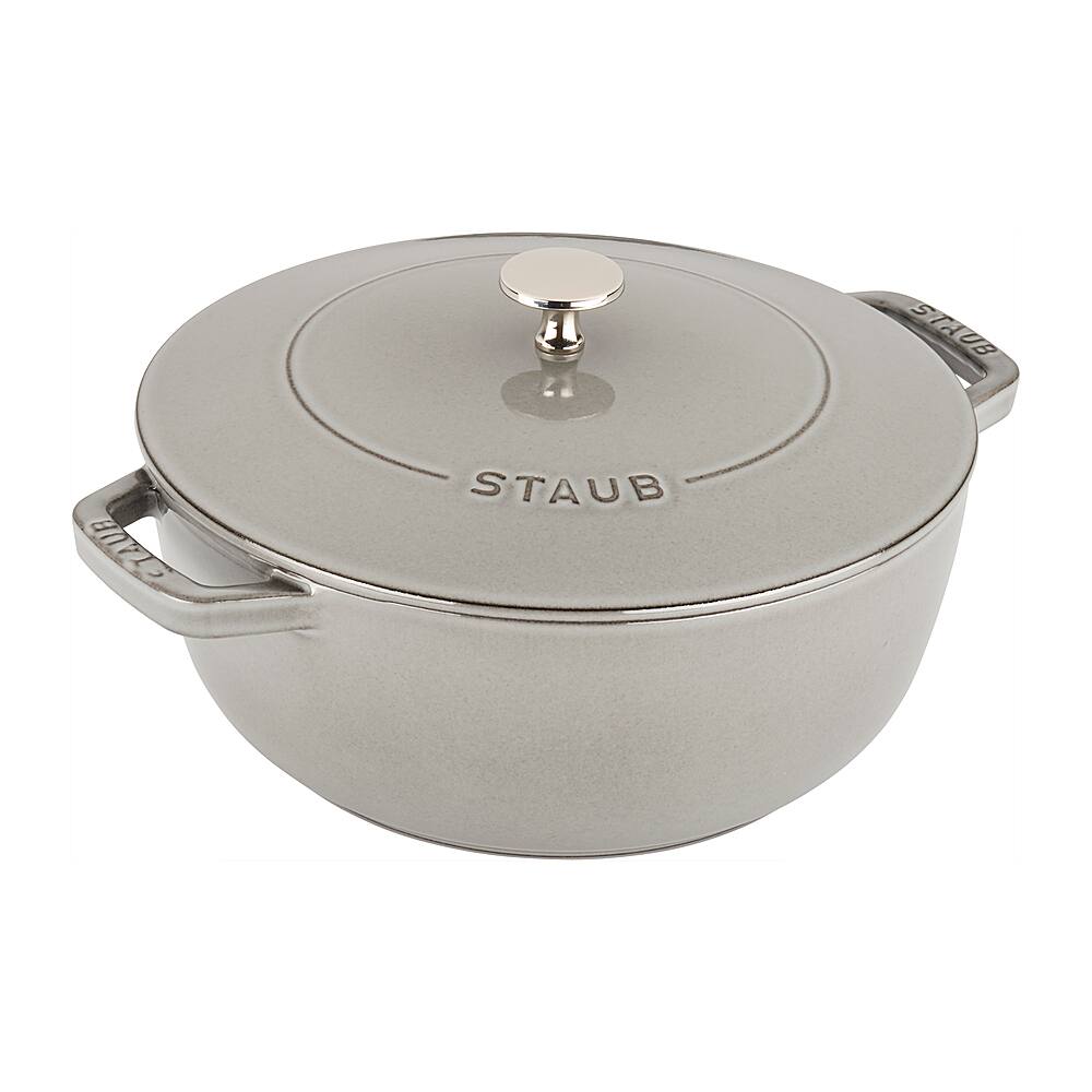 Angle View: Staub Cast Iron 3.75-qt Essential French Oven - Graphite Grey - Graphite Grey