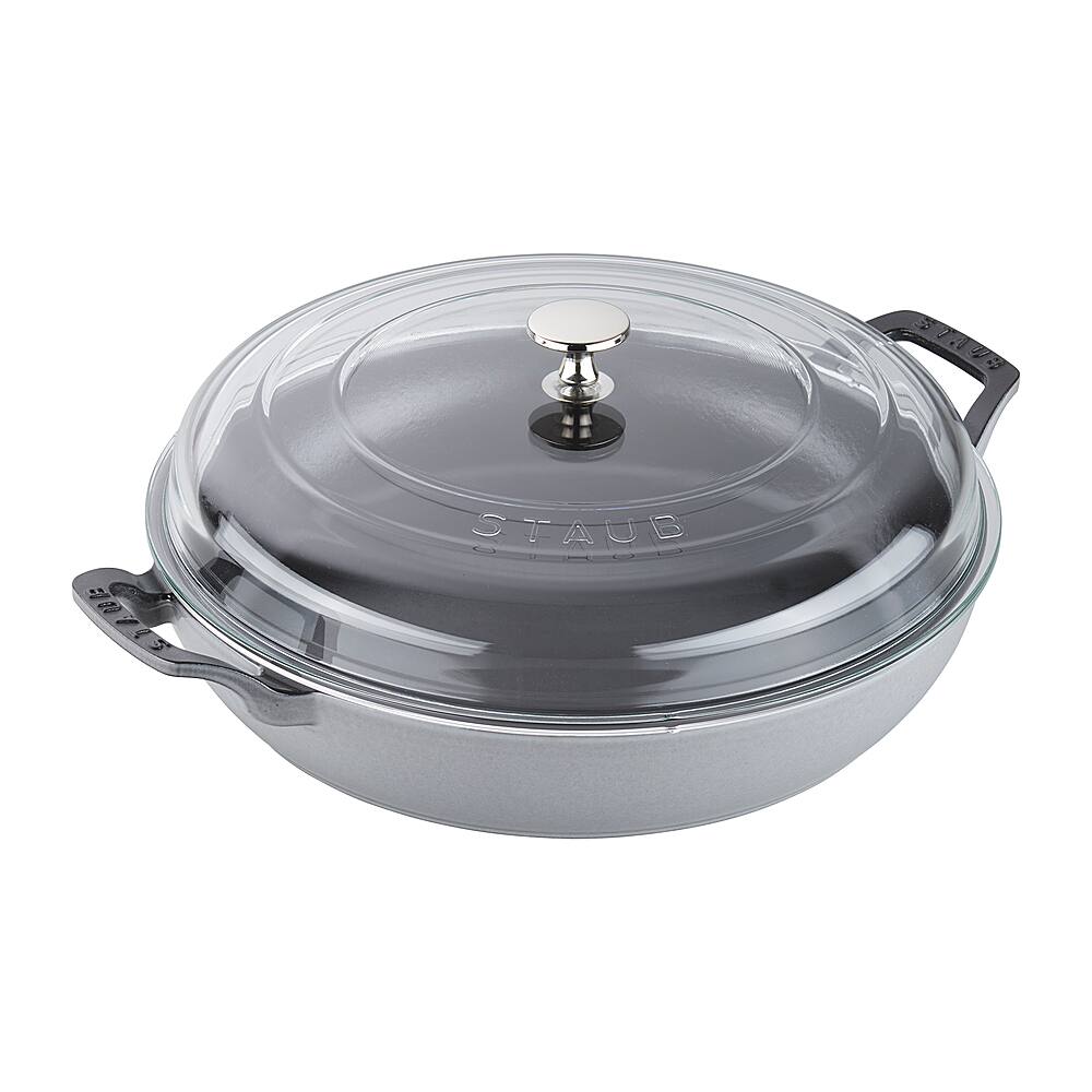 Angle. Staub - Cast Iron 3.5-qt Braiser with Glass Lid - Graphite Grey.