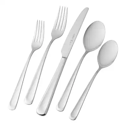 Angle. Henckels - Silvano 45-Piece Flatware Set - Silver.