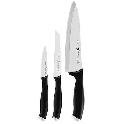 Angle. Henckels - Silvercap 3-pc Starter Knife Set - Black.