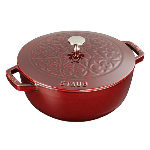 Staub Cast Iron 3.75-qt Essential French Oven with Lilly Lid - Grenadine - Grenadine