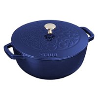 Staub - Cast Iron 3.75-qt Essential French Oven with Lilly Lid - Dark Blue - Angle_Zoom