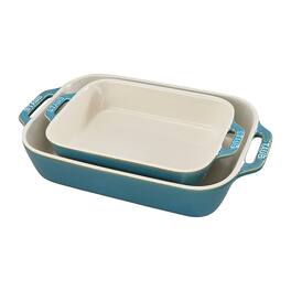 Staub - Ceramics 2-piece Rectangular Baking Dish Set - Rustic Turquoise