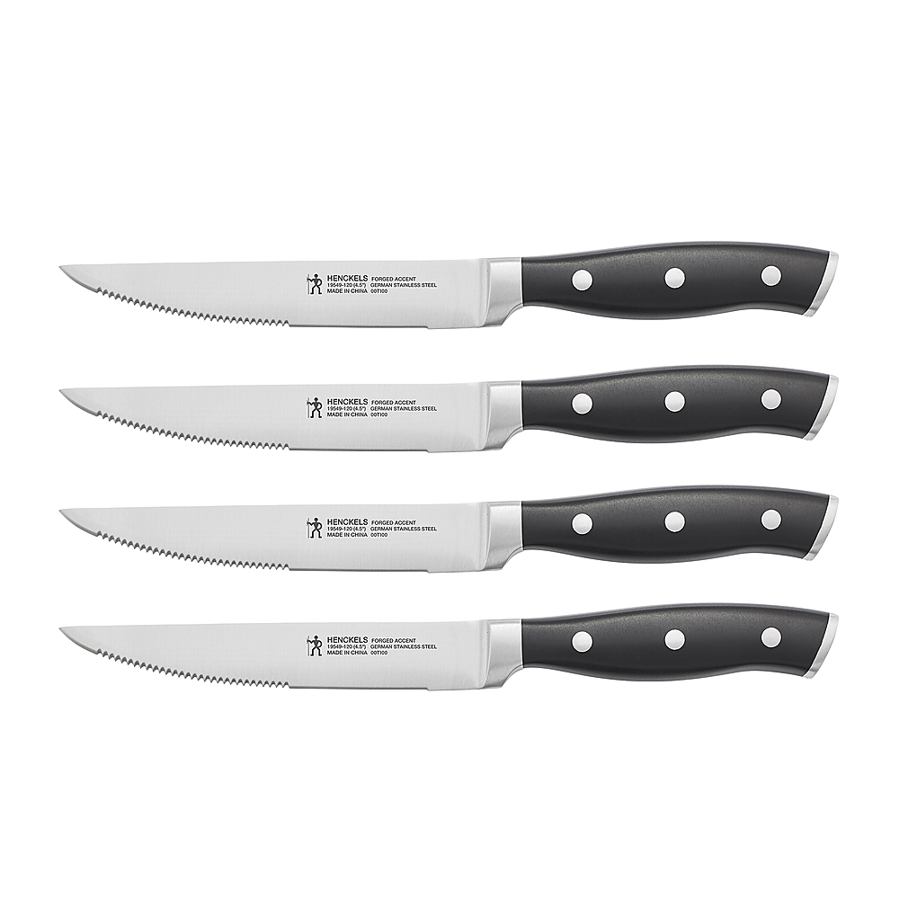 Angle View: Henckels Forged Accent 4-pc Steak Knife Set - Black - Black