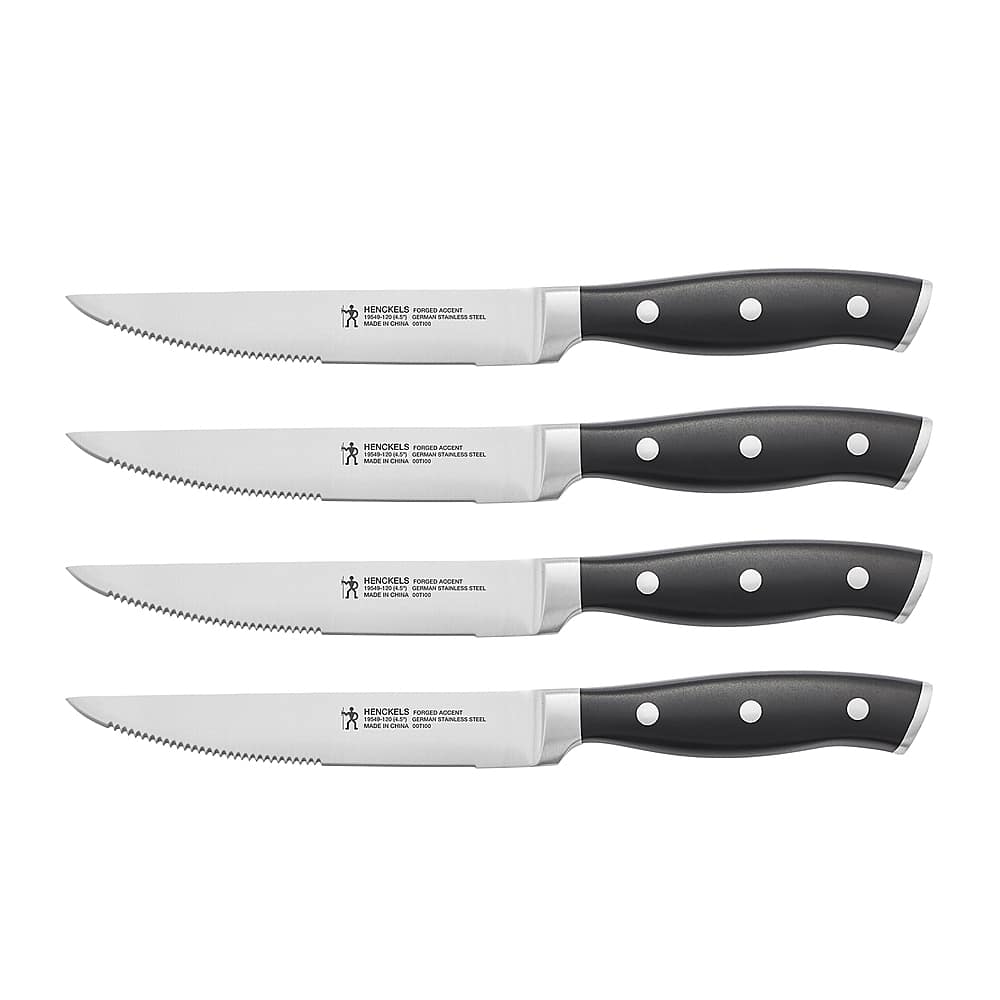 Angle. Henckels - Forged Accent 4-pc Steak Knife Set - Black.