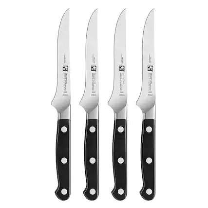 Angle. ZWILLING - Pro 4-pc Steak Knife Set - Black.