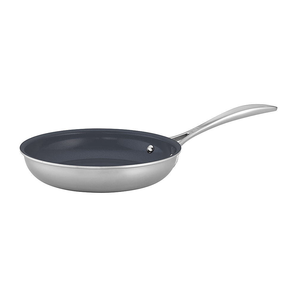 Angle View: ZWILLING - Clad CFX 8-inch Stainless Steel Ceramic Nonstick Fry Pan - Silver