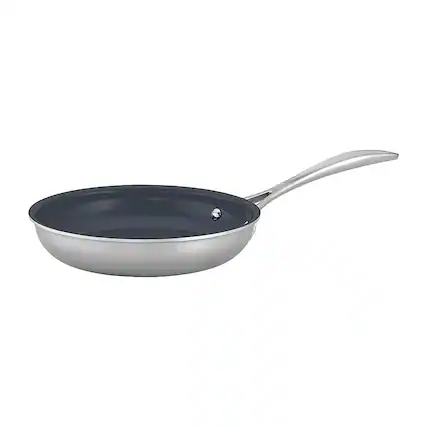 Angle. ZWILLING - Clad CFX 8-inch Stainless Steel Ceramic Nonstick Fry Pan - Silver.