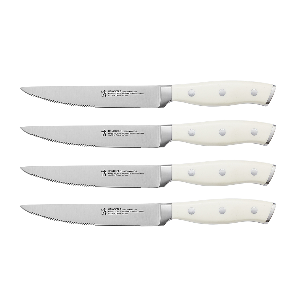 Angle View: Henckels Forged Accent 4-pc Steak Knife Set - White - White