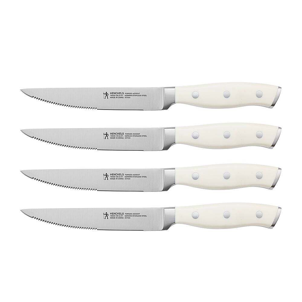 Angle. Henckels - Forged Accent 4-pc Steak Knife Set - White.