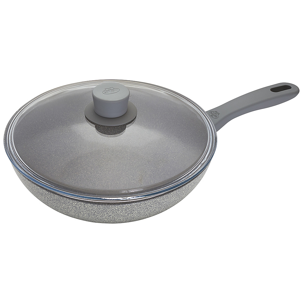 Angle View: Ballarini Parma Plus 11-inch Aluminum Nonstick Stir Fry Pan with Lid - Gray