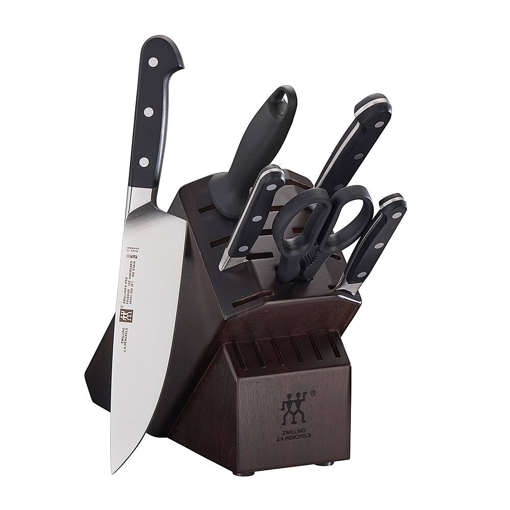 Angle View: ZWILLING - Pro 7-pc Knife Block Set - Walnut - Brown