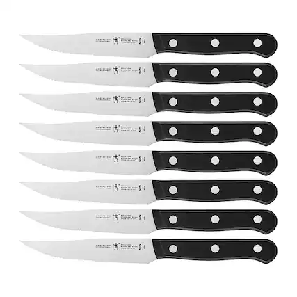 Angle. Henckels - International Solution 8-pc Steak Knife Set - Black.