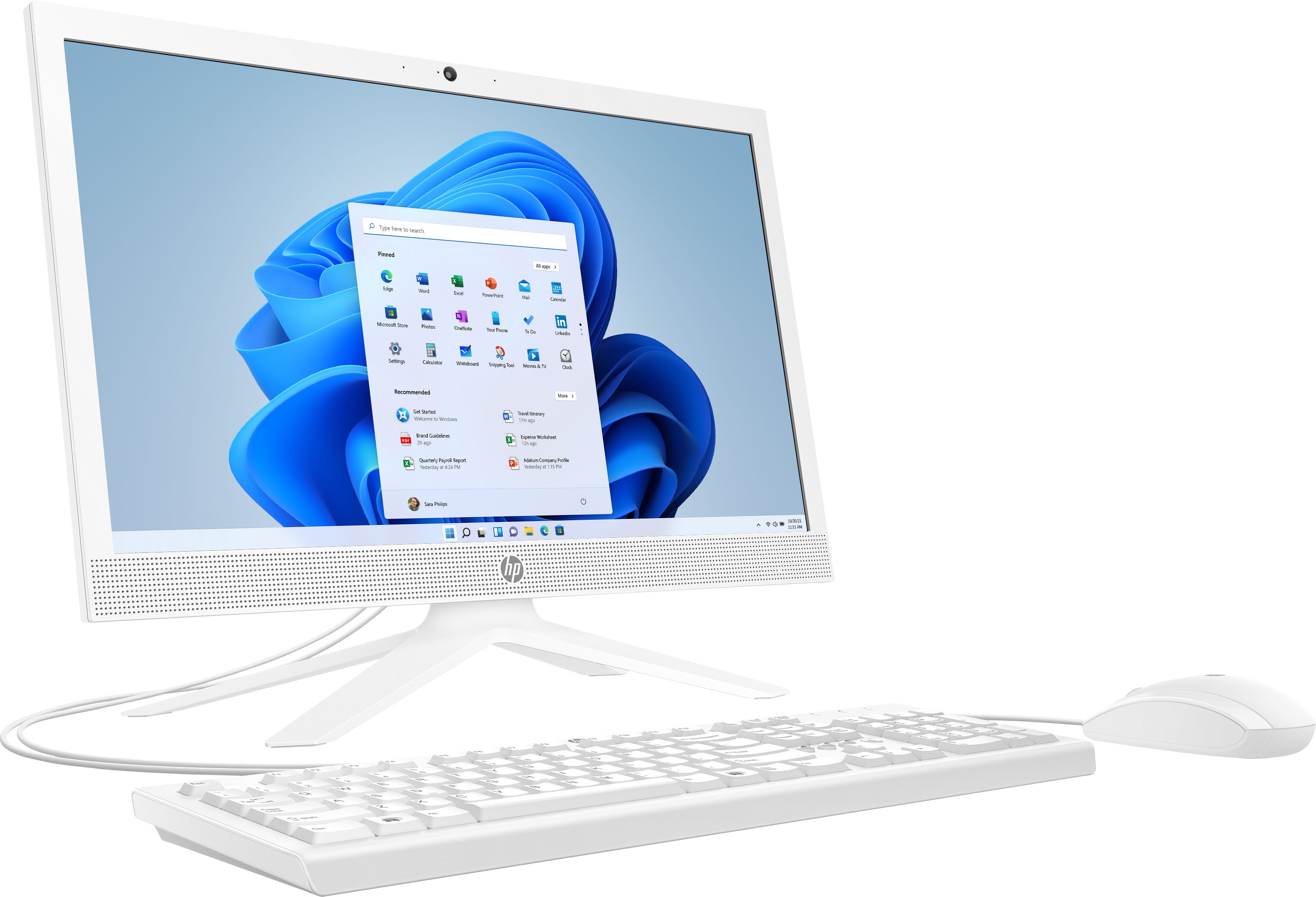 Angle View: HP - 20.7" All-In-One - AMD A4 - 4GB Memory - 128GB SSD - Snow White