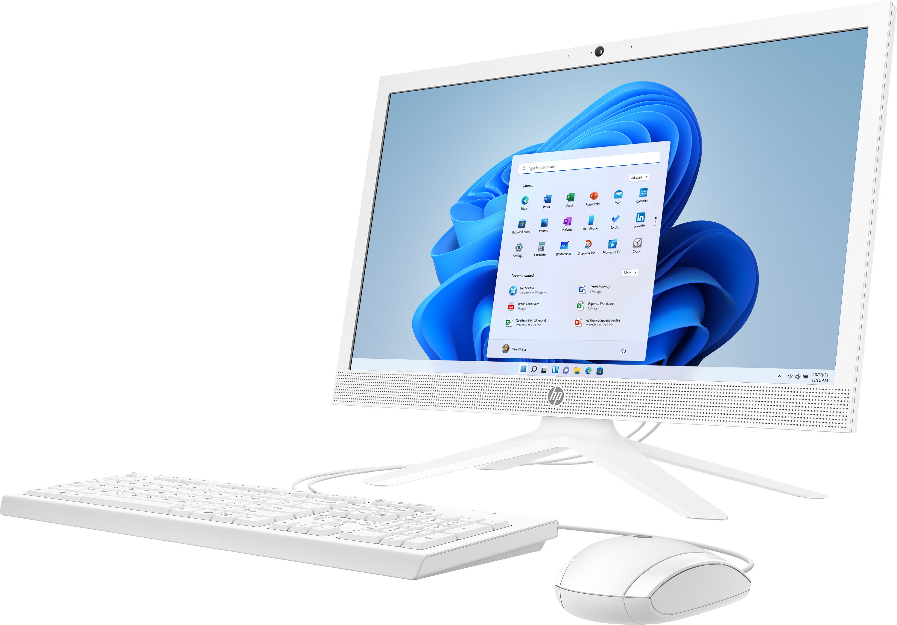 Left View: HP - 20.7" All-In-One - AMD A4 - 4GB Memory - 128GB SSD - Snow White