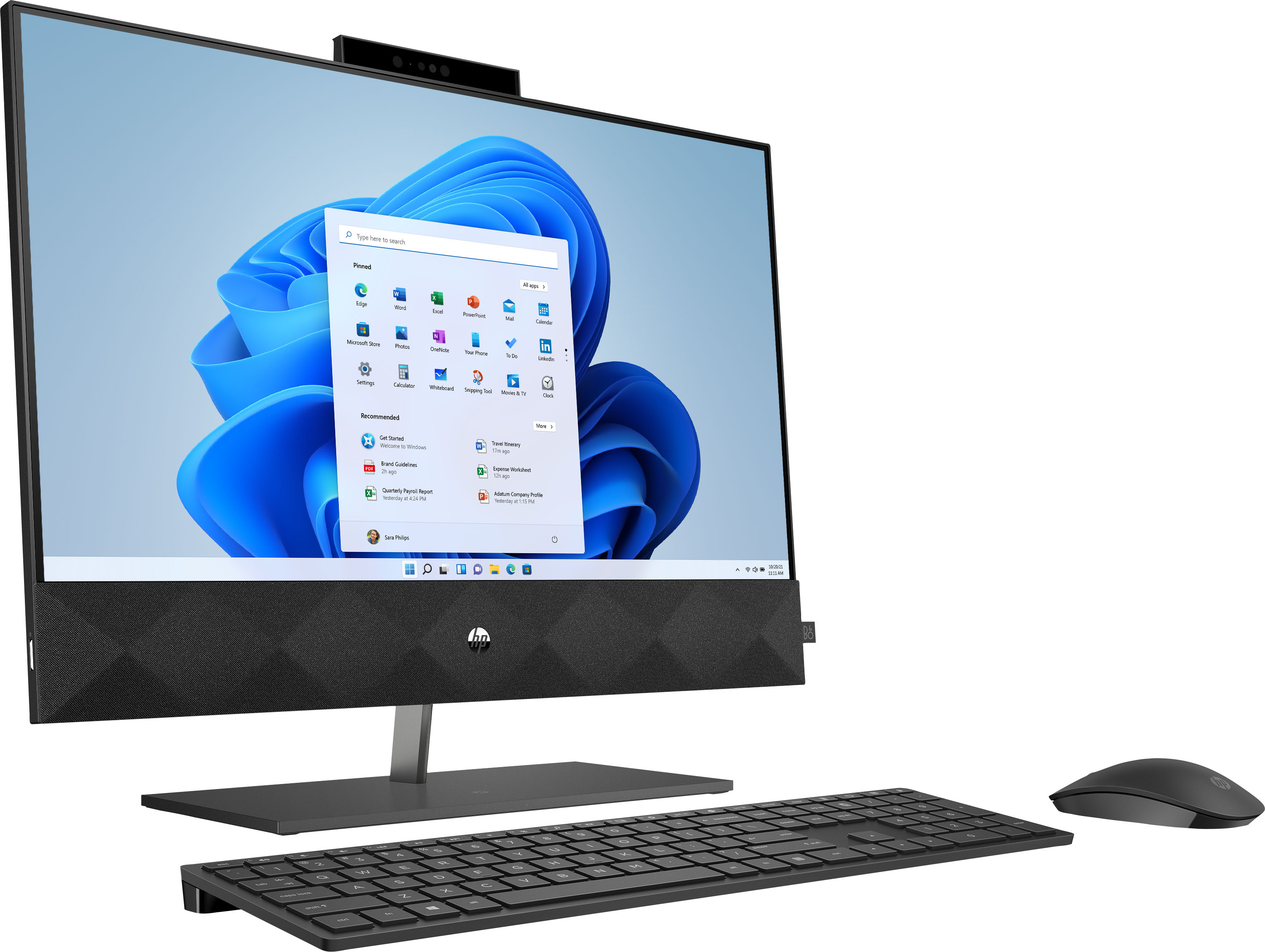Left View: HP - 27" Touch-Screen All-In -One - Intel Core i5-1135G7 - 16GB Memory - 512GB SSD - natural silver