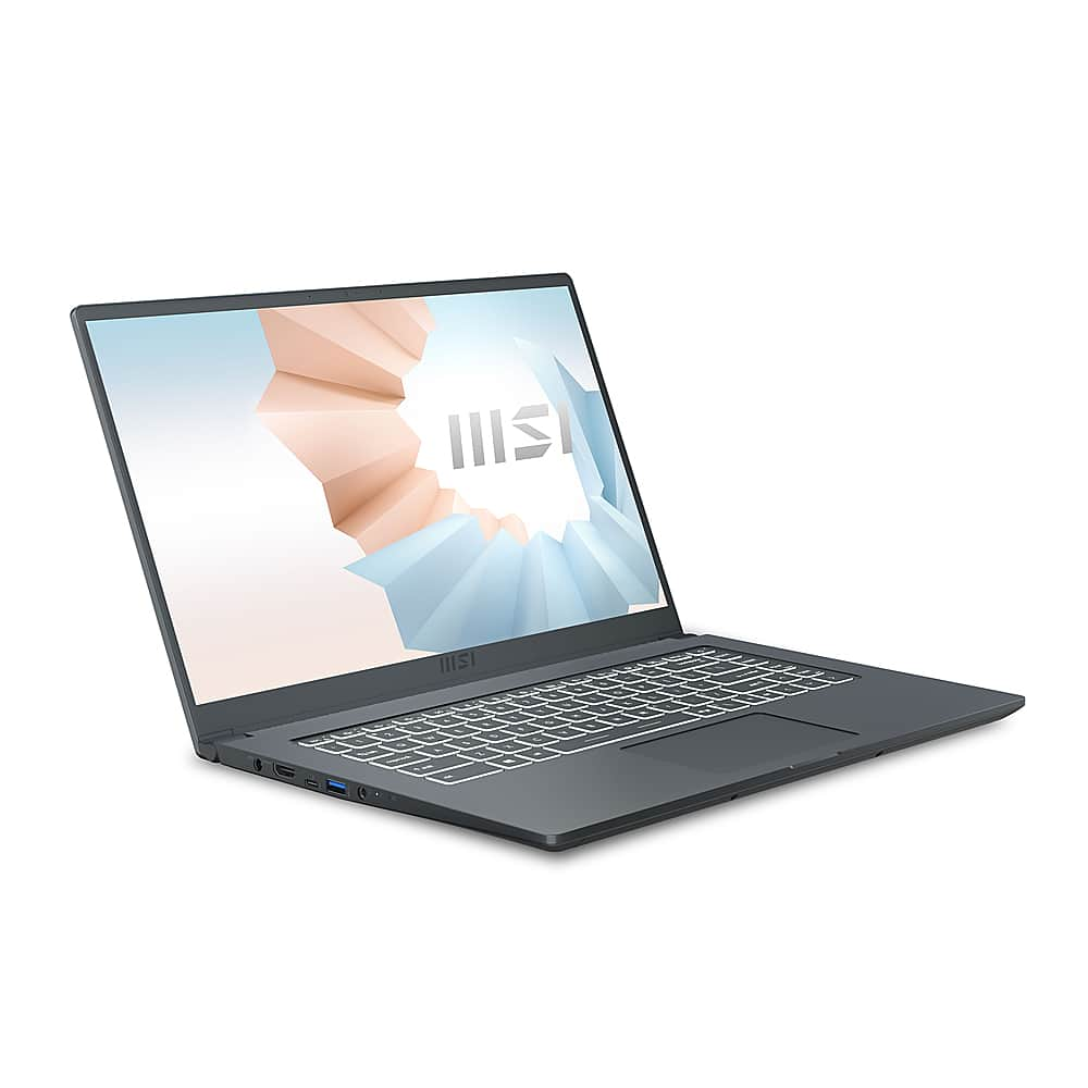 Angle View: MSI - Modern 15.6" Ultrabook Laptop - i7-1165G7 - 16GB Memory - 512GB Solid State Drive - Urban Silver