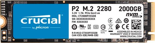 Crucial P2 - Solid state drive - 2 TB - internal - M.2 2280 - PCI Express 3.0 x4 (NVMe)
