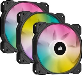 CORSAIR - iCUE SP120 RGB ELITE Performance 120mm PWM Triple Fan Kit with iCUE Lighting Node CORE - Black - Front_Zoom