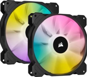 CORSAIR - iCUE SP140 RGB ELITE Performance 140mm PWM Dual Fan Kit with iCUE Lighting Node CORE - Black - Front_Zoom