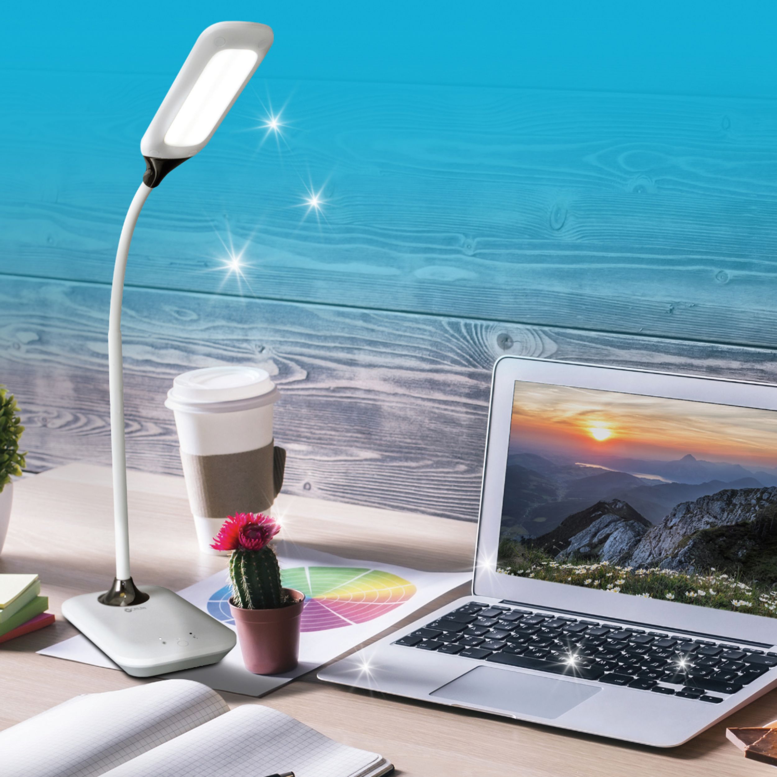 Angle View: OttLite - Enhance LED Sanitizing Desk Lamp w/ SpectraClean Disinfection, 3 Brightness Settings, Touch Activated Control & USB Port - White
