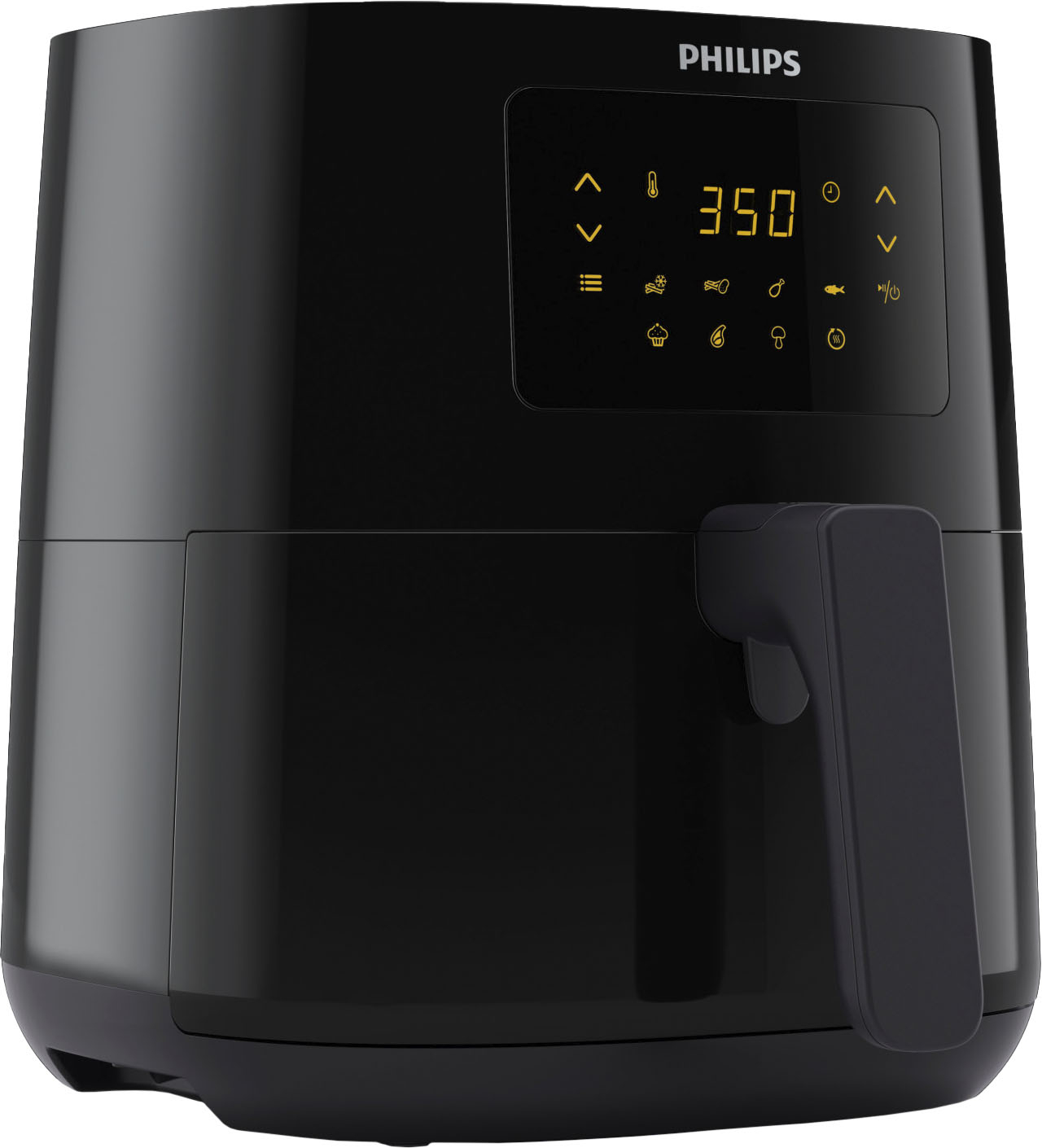 Left View: Philips Essential Airfryer-Compact Digital with Rapid Air Technology (1.8lb/4.1L capacity)- HD9252/91 - Black