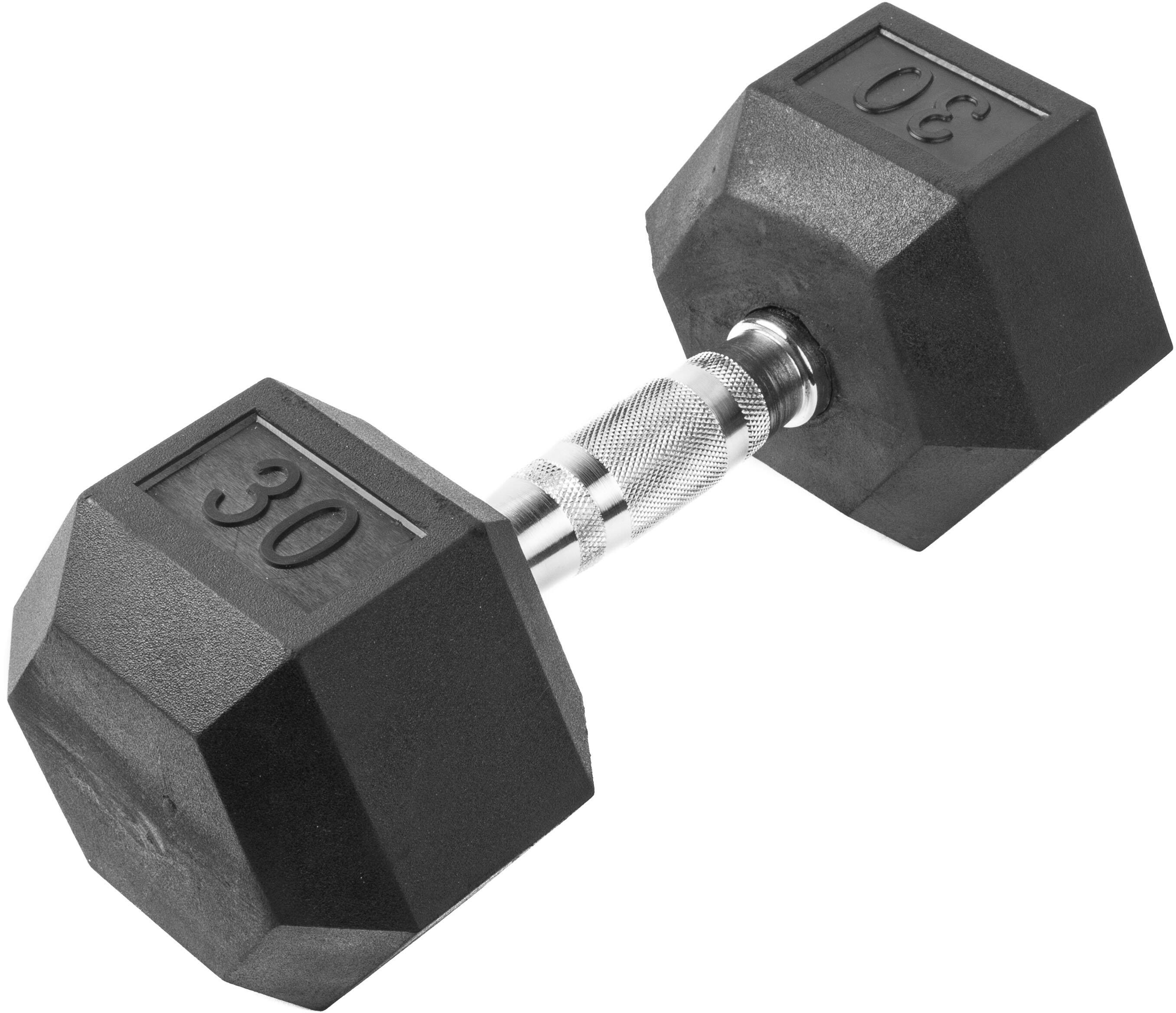 Angle. Stack Fitness - 30LB Hex Dumbbell - Black.