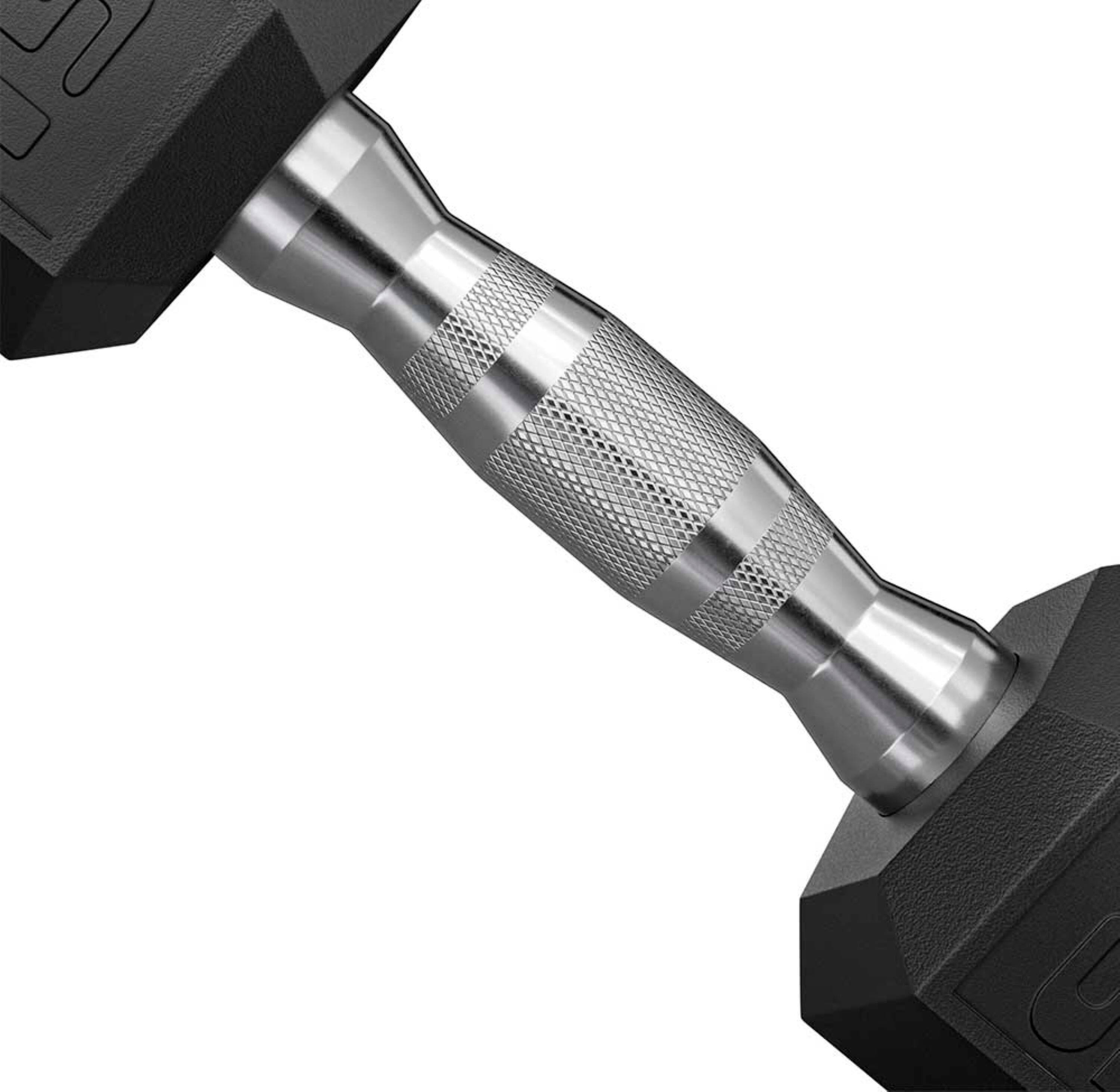 Left View: Stack Fitness - 30LB Hex Dumbbell - Black