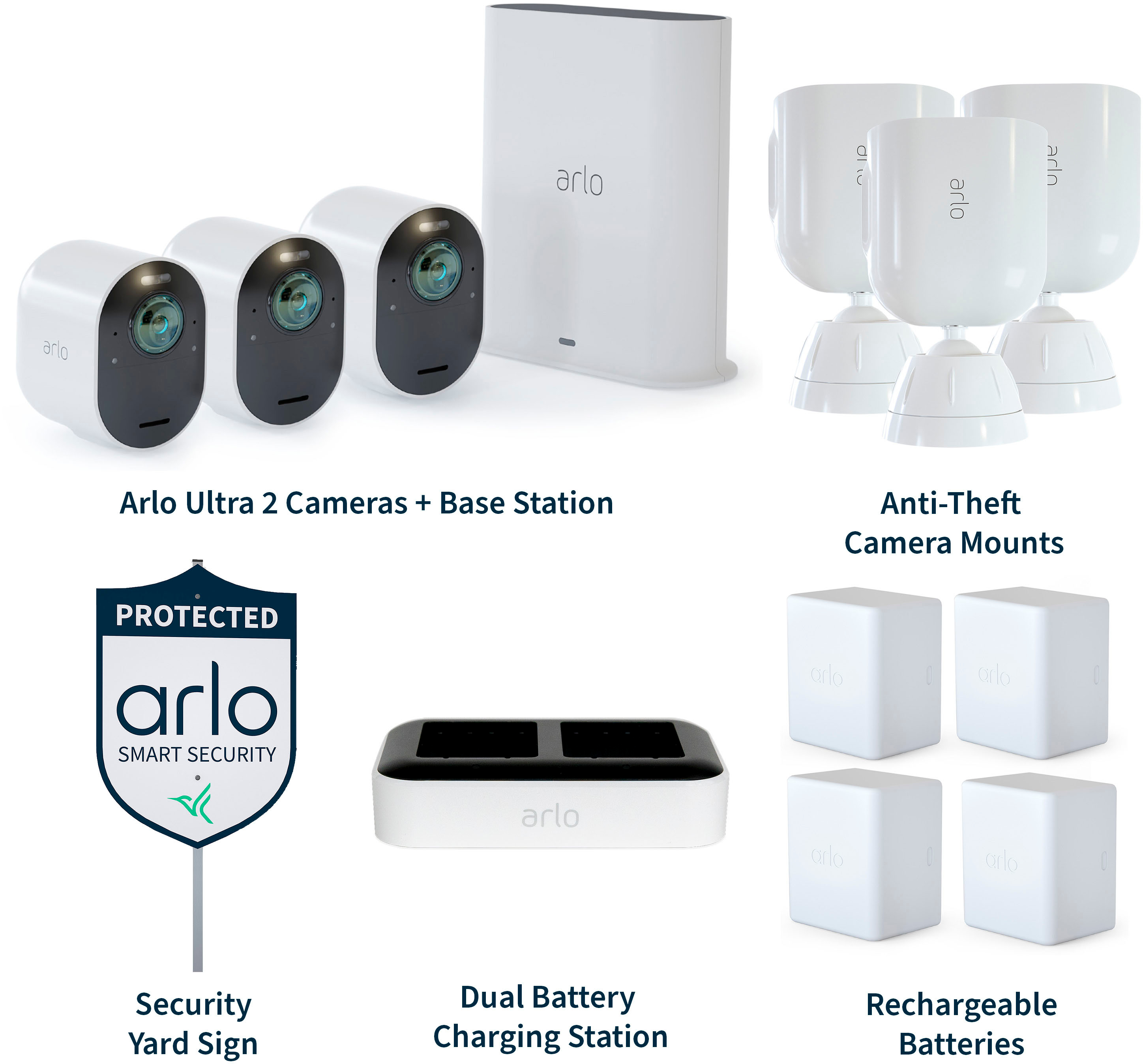 Arlo Ultra 2 Spotlight 3-Camera Security Bundle Indoor/Outdoor Wireless White VMS5340-2BYNAS - Best Buy