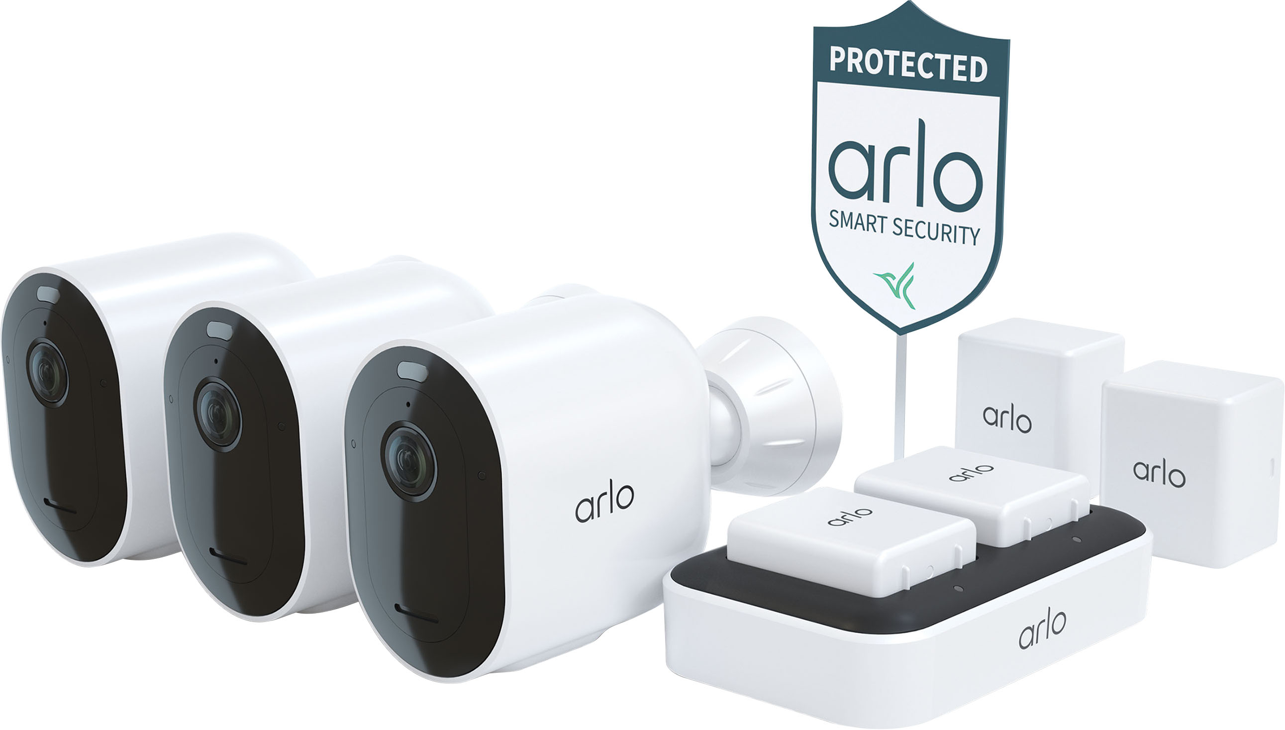Speels stoel dik Arlo Pro 4 Spotlight Camera Security Bundle 3 Wire-Free Cameras Indoor/ Outdoor 2K with Color Night Vision (12 pieces) White VMC4350P-1BYNAS - Best  Buy