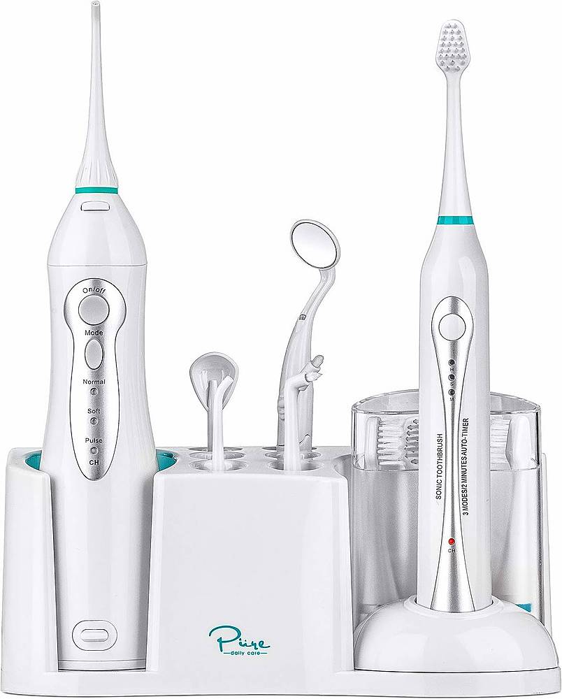Angle View: AquaSonic - Rechargeable Electric Toothbrush and Oral Irrigator Set - White