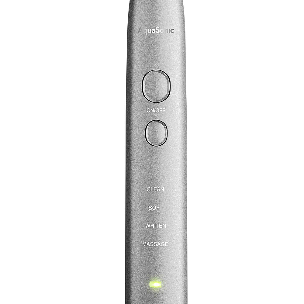Left View: AquaSonic - Vibe Series Rechargeable Electric Toothbrush - Charcoal Metallic