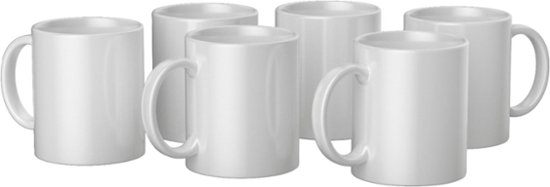 Mugsie 12 PACK 11 oz. Ceramic Mug - Two-Tone Sublimation Blank Mugs - BLACK  Inner and WHITE Handle - Individually Packed in a 