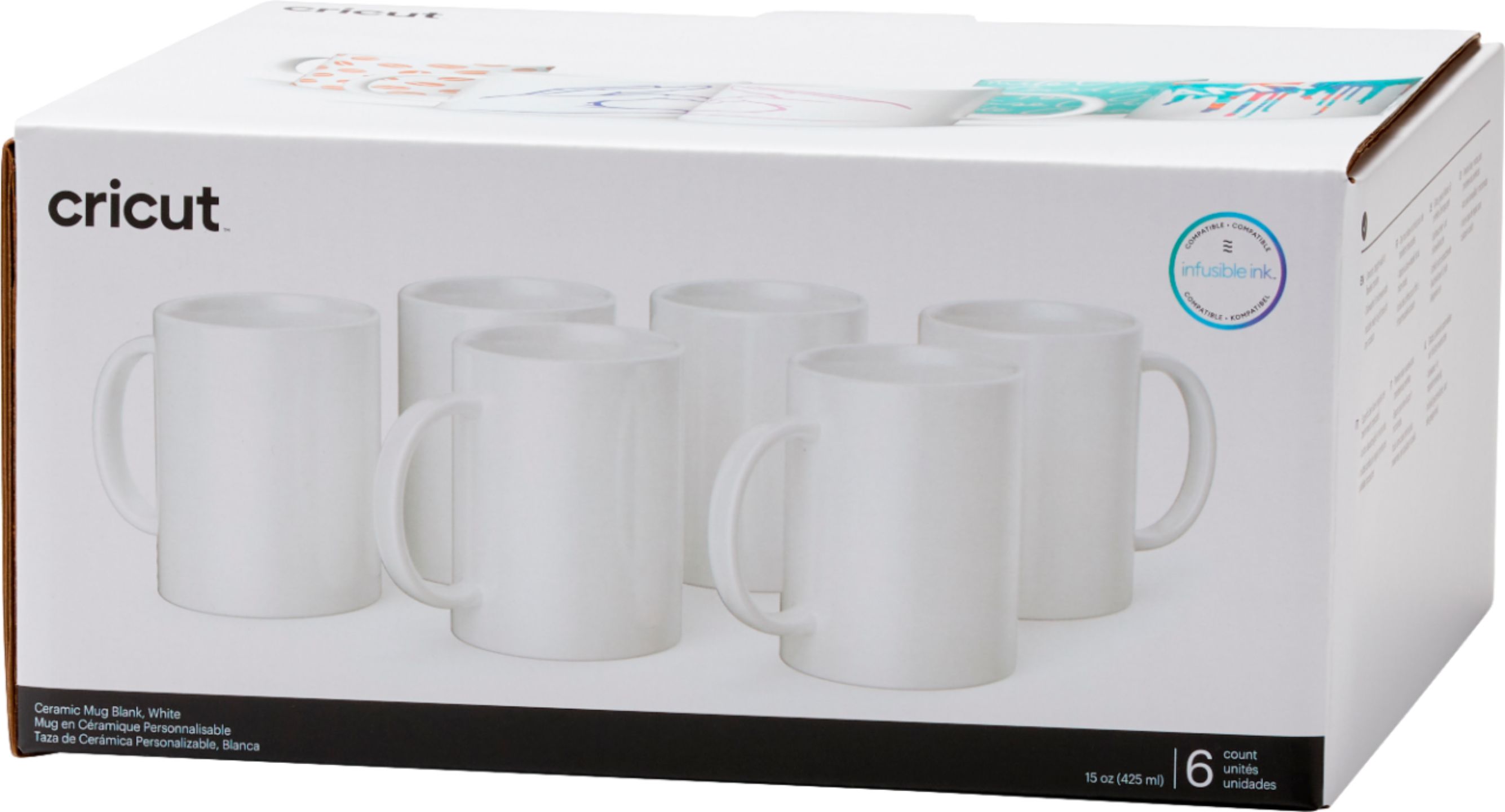 Cricut Beveled Ceramic Mug Blank 15 oz ,White