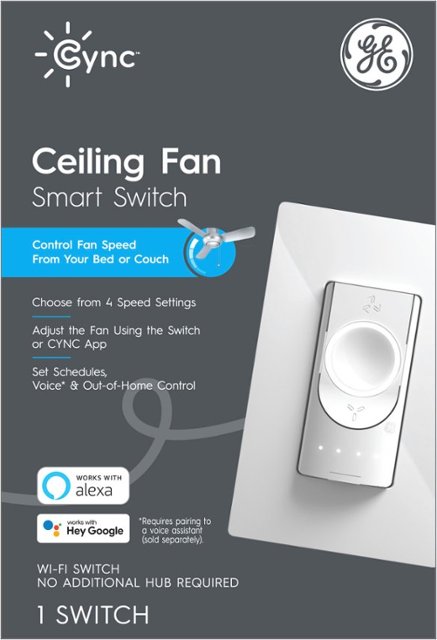 Front Zoom. GE - Cync Wi-Fi Smart Ceiling Fan Switch - White.