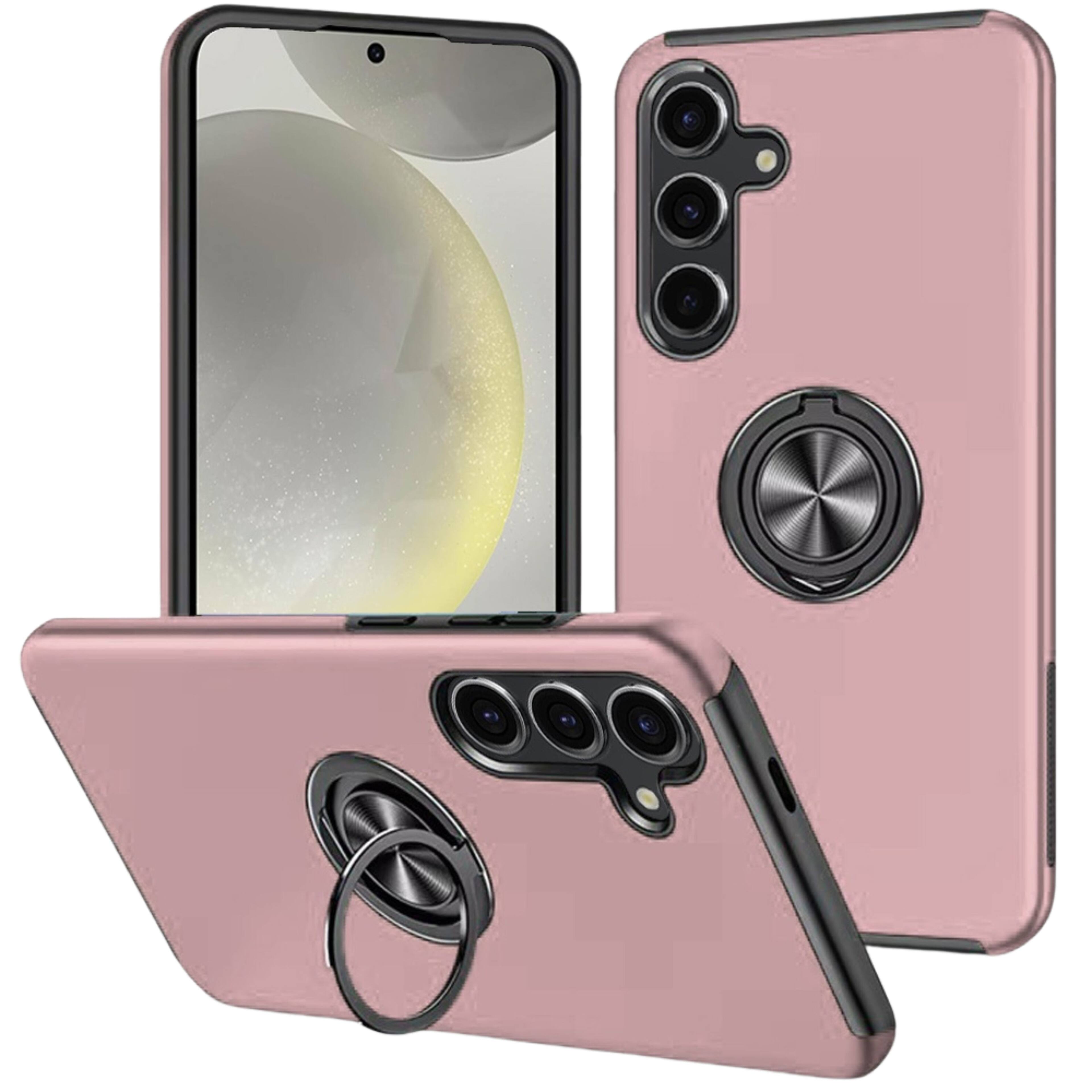 Kitcheniva - Rubber Dual Layer Magnetic Ringstand Plus Tempered Glass For Samsung S25 Plus/S24 Plus - Rose Gold price history on PriceWatchPro