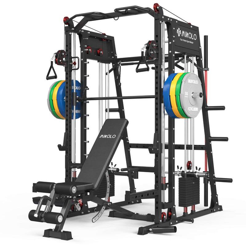 Mikolo - M4-2.0 Elite All-In-One Smith Machine Functional Trainer with Dual Weight Stacks (UPGRADED) - Black