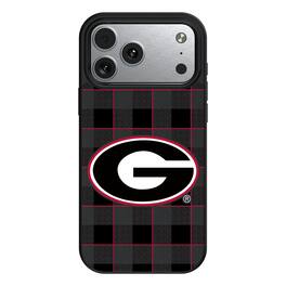 Keyscaper - NCAA - Georgia Bulldogs Plaid Magnetic Bump iPhone Case - 16 - Black