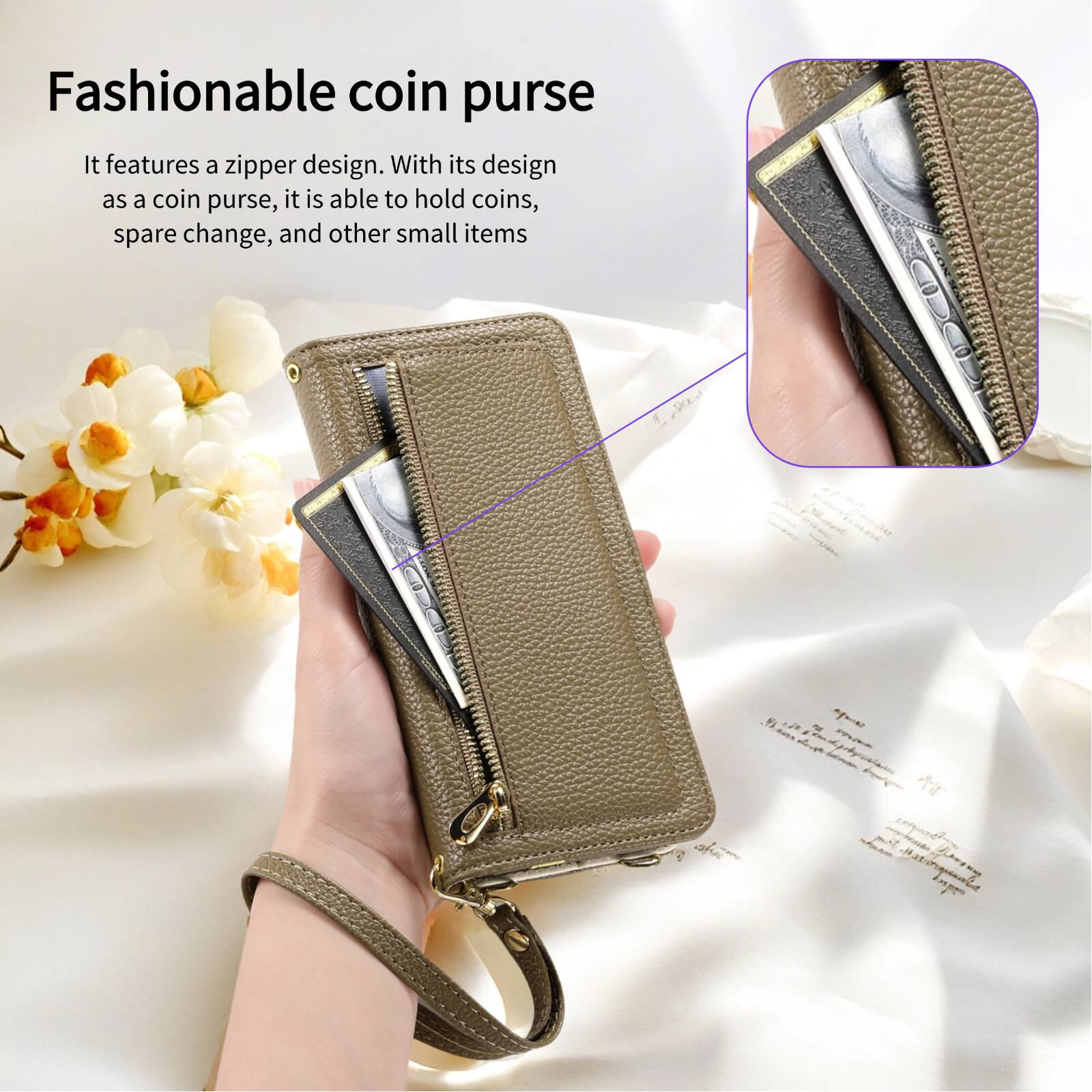 Fashionable coin purse

It features a zipper design. With its design as a coin purse, it is able to hold coins, spare change, and other small items.