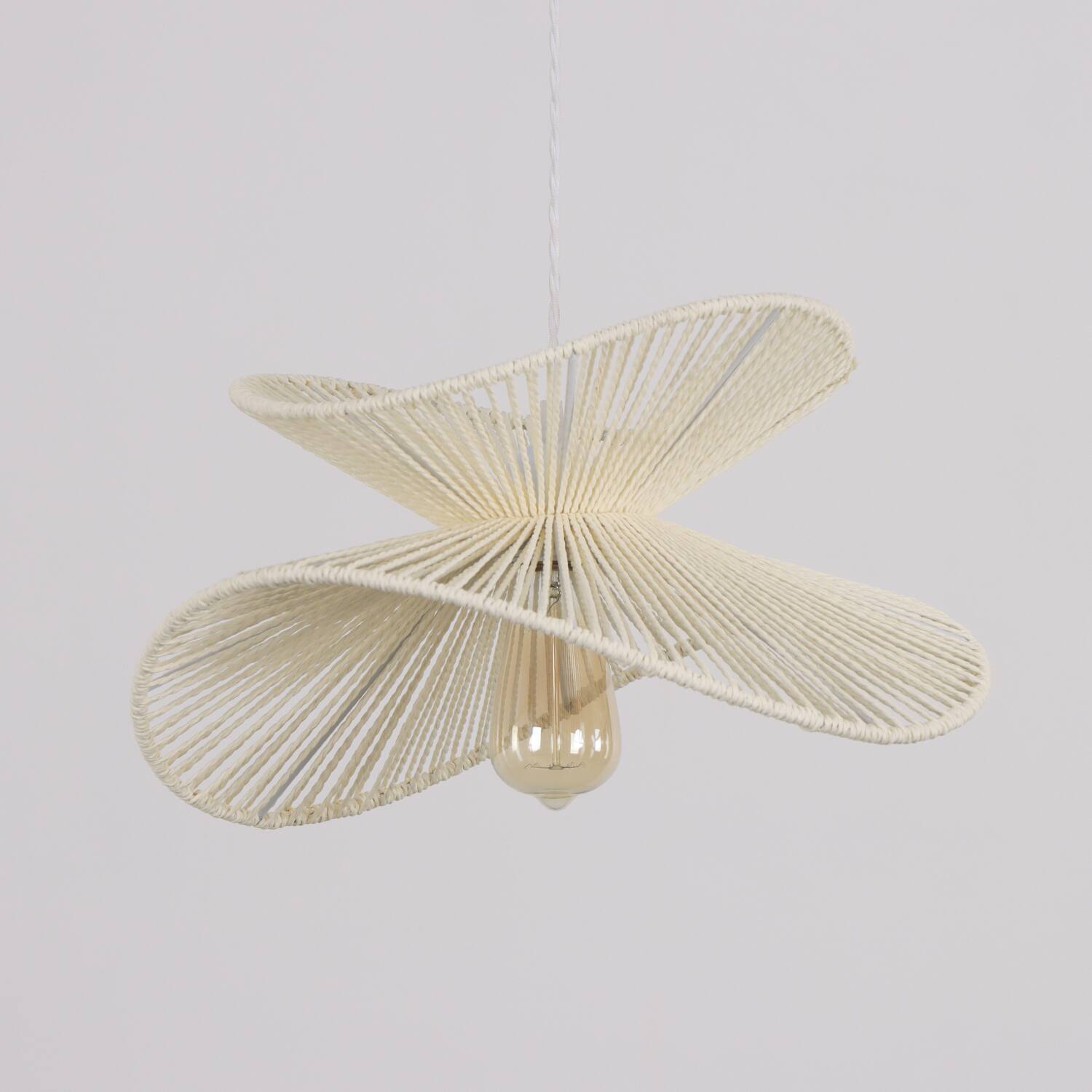 Alt View 2. Umeiluce - 1 Light Woven Paper Pendant Light Single Modern Farmhoue Lamp White - White.