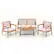 Front. Costway - 4 PCS Wood Patio Furniture Set with Soft Seat Cushions Solid Acacia Wood Frame - Off White,Natural.