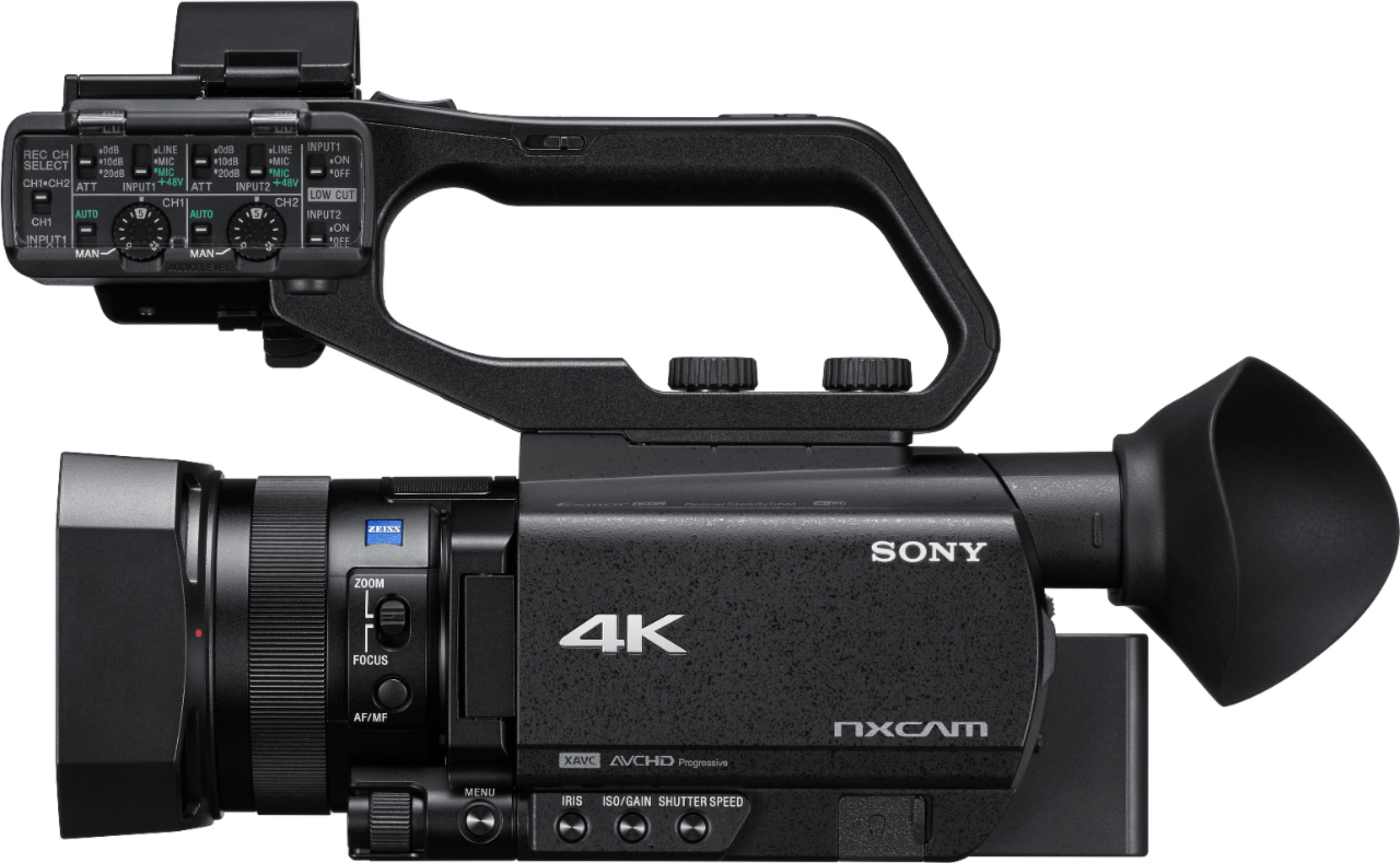 Left View: Sony - NXCAM 4K Compact HDR Camcorder with 1" Exmor sensor - Black