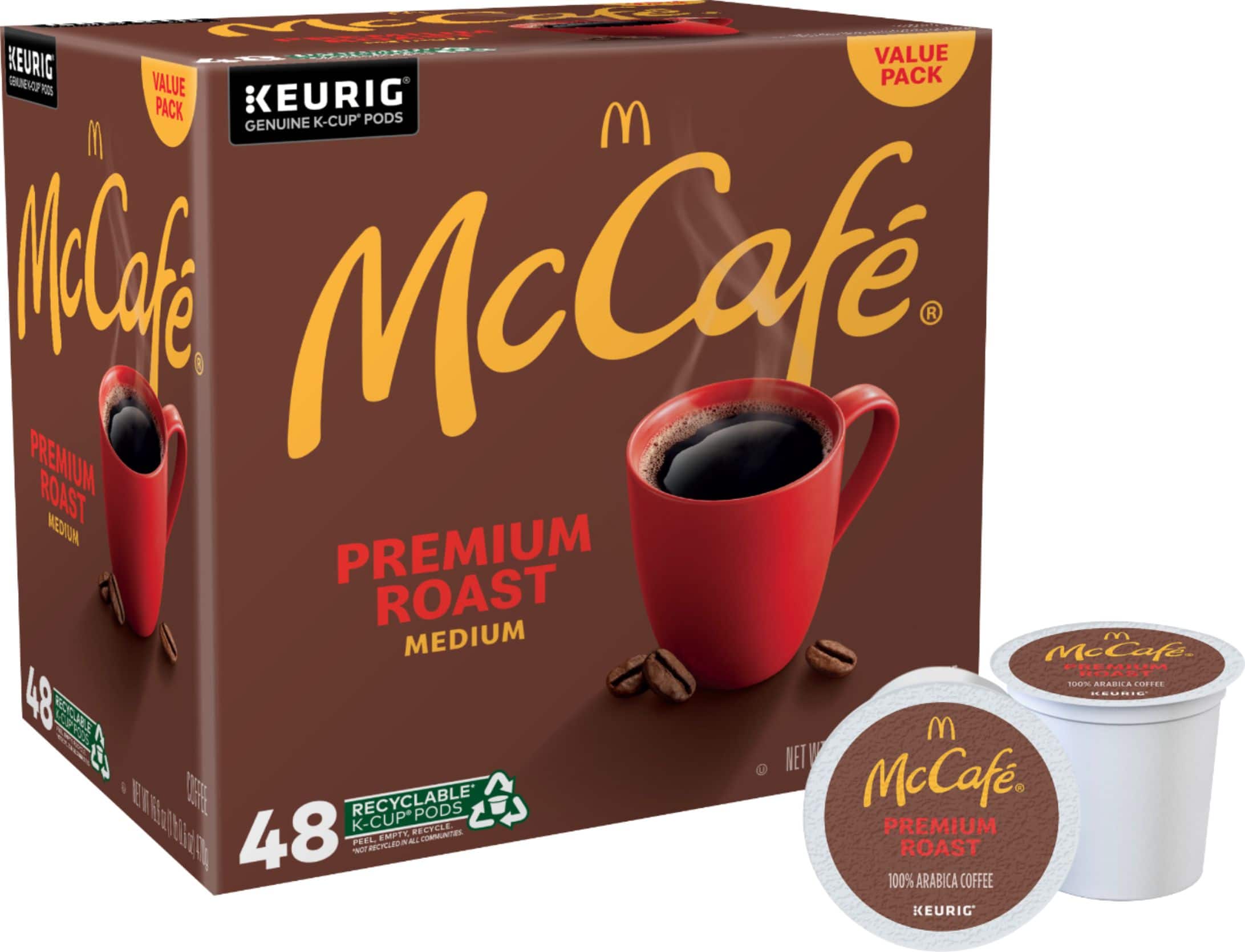 Angle. McCafe - Premium Roast Coffee K-Cup Pods, 48 Count.