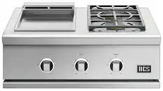 Angle. DCS - Series 9 Double Gas Burner with Griddle - Stainless Steel.