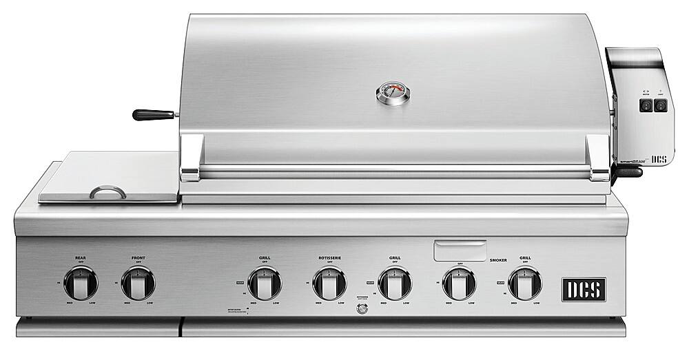 Angle. DCS - 48" Series 7 Grill with Integrated Side Burners, LP Gas - Brushed Stainless Steel.