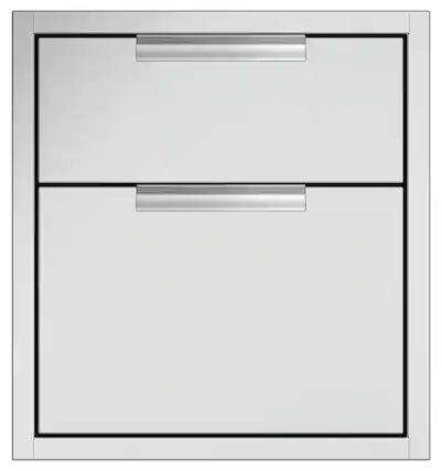 Angle. DCS - Tower Double Drawer - Brushed Stainless Steel.