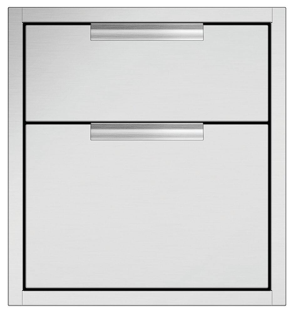 Angle. DCS - Tower Double Drawer - Brushed Stainless Steel.