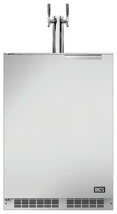 Front. DCS - 24" 5.7 Cu. Ft. Dual Tap Outdoor Beer Dispenser - Brushed Stainless Steel.