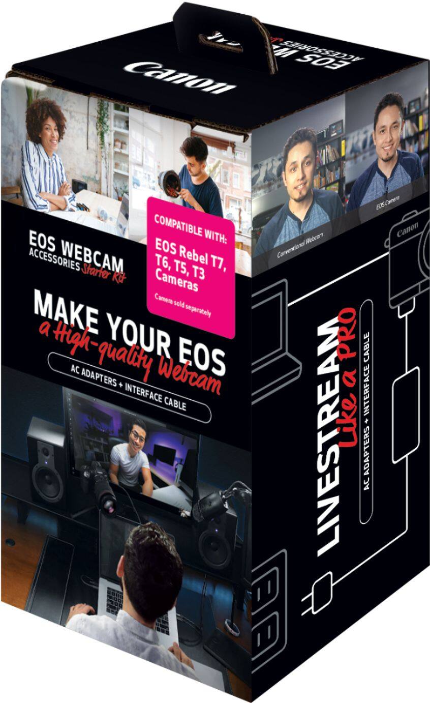 Alt View 1. Canon - EOS Webcam Accessories Starter Kit for EOS Rebel T7, T6, T5 and T3 Cameras - Black.